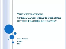 The new national curriculum: what is the role of the teache