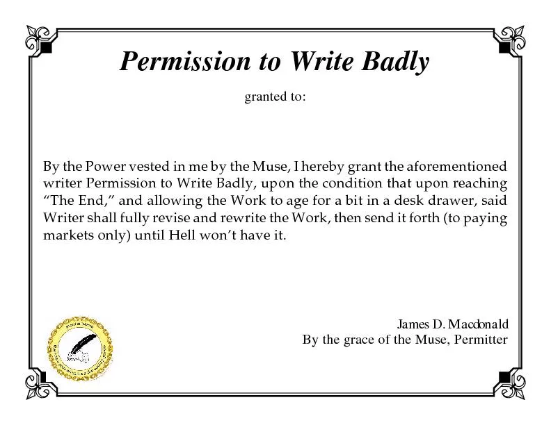 Permission to Write Badly