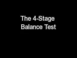 The 4-Stage Balance Test