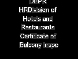 DBPR HRDivision of Hotels and Restaurants Certificate of Balcony Inspe