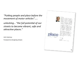 “Putting people and place before the movement of motor ve