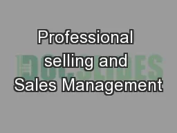 Professional selling and Sales Management