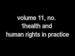volume 11, no. 1health and human rights in practice