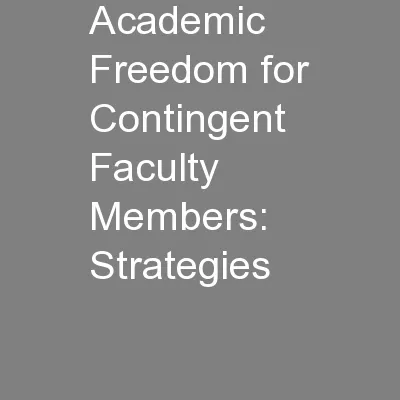 Academic Freedom for Contingent Faculty Members: Strategies