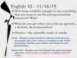 English 10 - 11/16/15