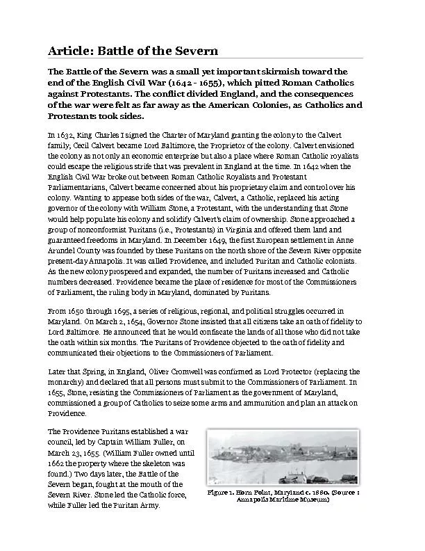 Annapolis Maritime Museum)Article: Battle of the SevernThe Battle of t