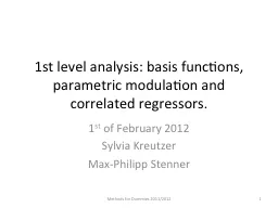 1st level analysis: basis functions, parametric modulation