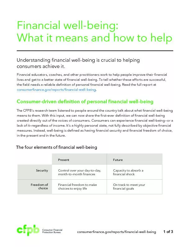 Financial well-being: