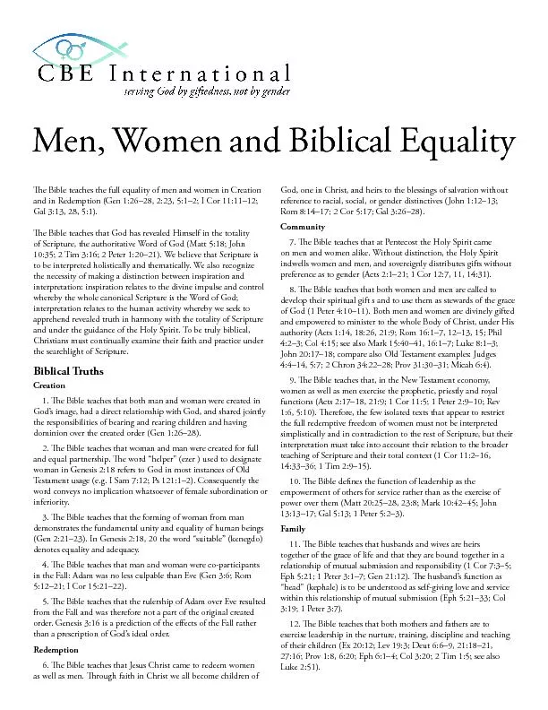 Men, Women and Biblical Equality