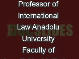 Assistant Professor of International Law Anadolu University Faculty of Law Eskisehir Turkey