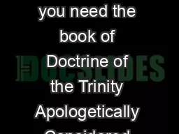 Doctrine of the Trinity Apologetically Considered By John Richardson Illingworth Do you