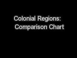 Colonial Regions:  Comparison Chart
