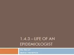 1.4.3 – Life of an epidemiologist