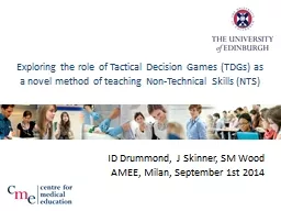 Exploring the role of Tactical Decision Games (TDGs) as a n