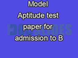 Model Aptitude test paper for admission to B