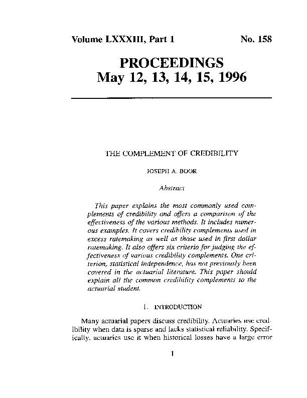 the complement of credibility by joseph a boor fcas pro
