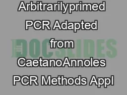 Arbitrarilyprimed PCR Adapted from CaetanoAnnoles PCR Methods Appl
