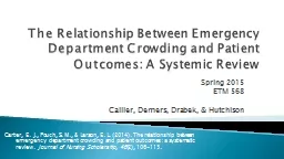 The Relationship Between Emergency Department Crowding and