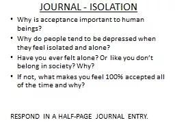 JOURNAL - ISOLATION