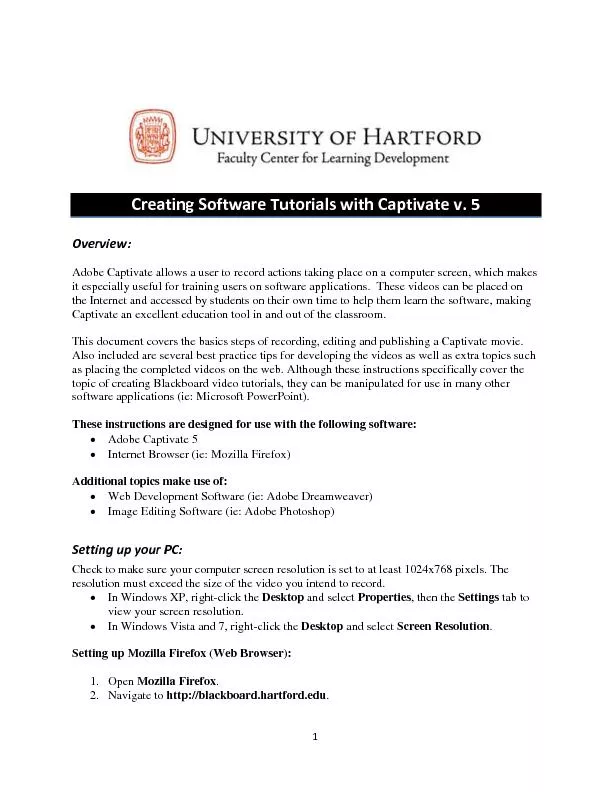 Creating Software Tutorials with Captivate v. 5