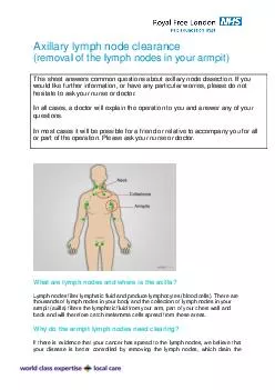 Axillary lymph node clearance removal of the lymph nodes in your armpit This sheet answers