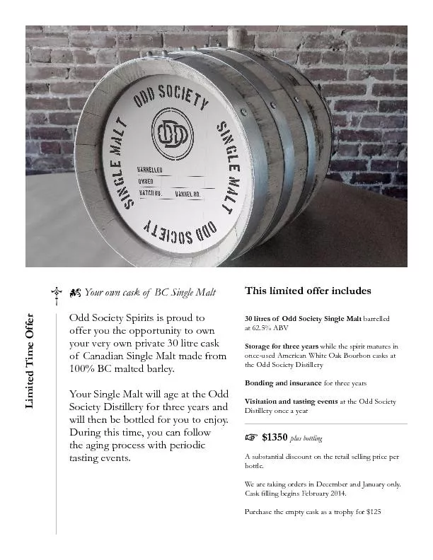 Your own cask of BC Single Malt