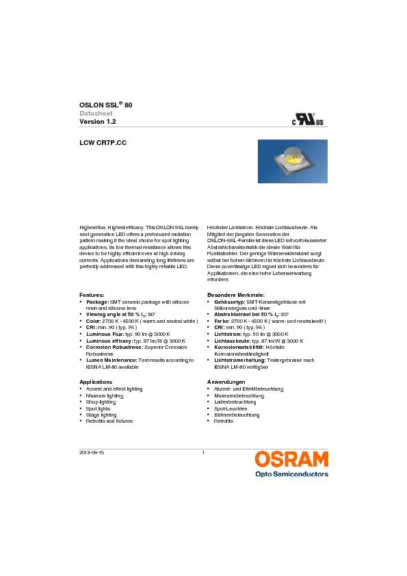 2013-06-15 OSLON SSL 80DatasheetVersion 1.2