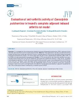 RXUQDORI RO VVXH SUXQ Evaluation of antiarthritic activity of Caesalpinia pulcherrima