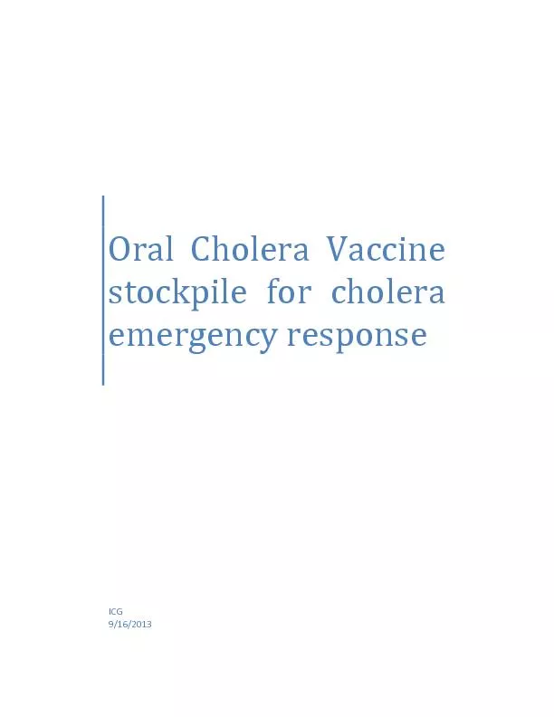 ral Cholera Vaccine