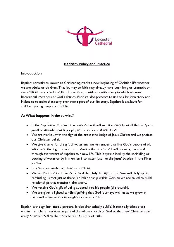 Baptism Policy and Practice