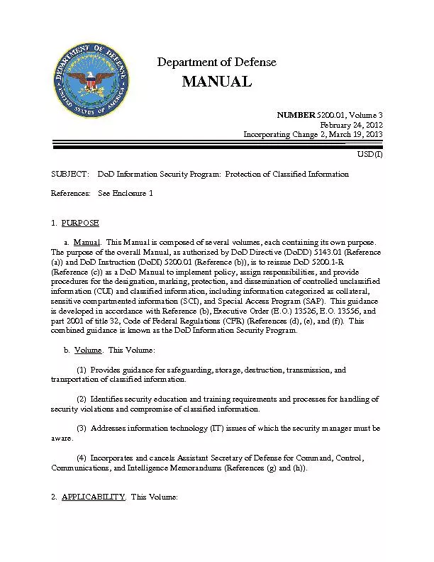 Department of DefenseMANUALNUMBER1, Volume February 24, 2012Incorporat
