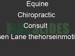  Equine Chiropractic Consult  Remsen Lane thehorseinmotionaol