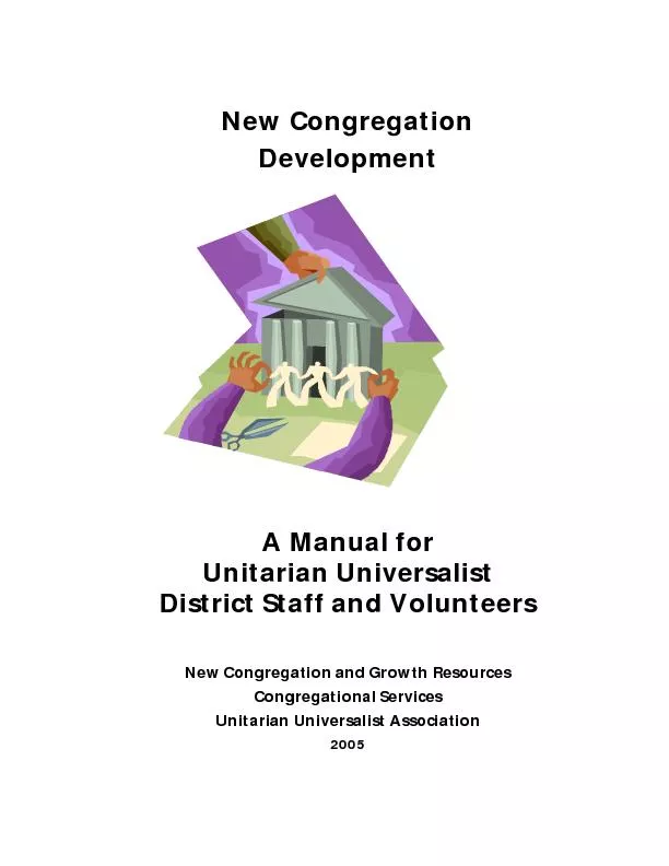 New Congregation Development               A Manual for  Unitarian Uni