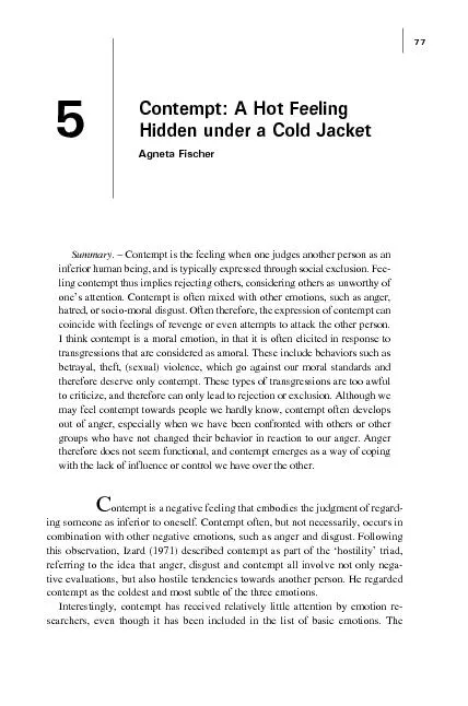 CONTEMPT: A HOT FEELING HIDDEN UNDER A COLD JACKET