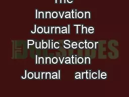 The Innovation Journal The Public Sector Innovation Journal    article
