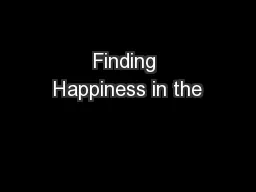Finding Happiness in the