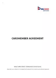 CARDMEMBER AGREEMENTMOST IMPORTANT TERMS AND CONDITIONS