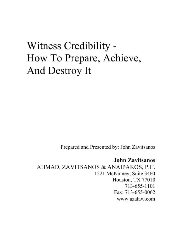 Witness Credibility -