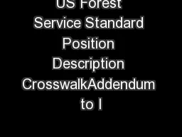 US Forest Service Standard Position Description CrosswalkAddendum to I
