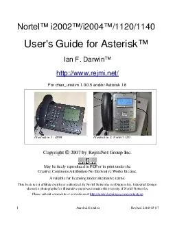 Nortel i i  Users Guide for Asterisk Ian F