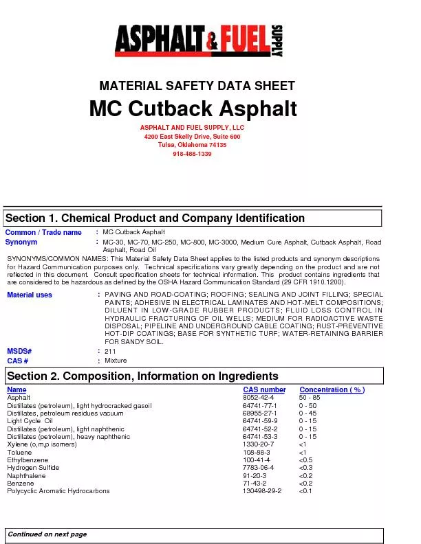 MC-30, MC-70, MC-250, MC-800, MC-3000, Medium Cure Asphalt, Cutback As