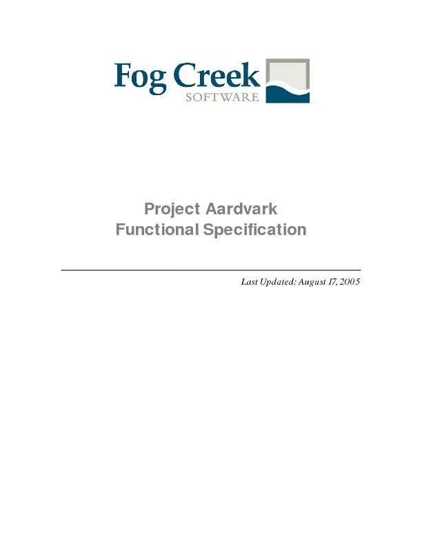 Project Aardvark Functional Specification
