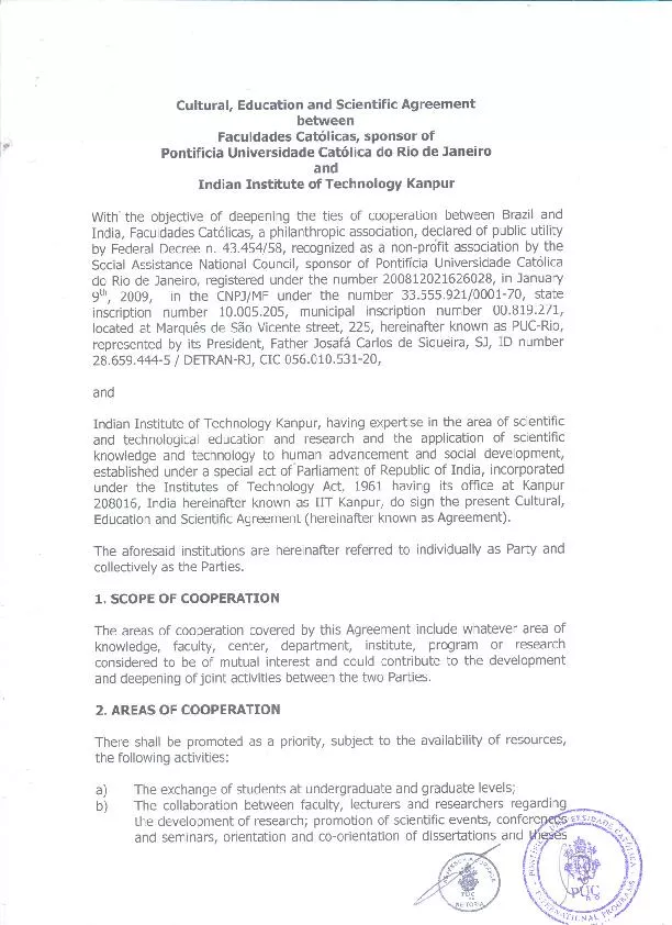 !~iCultural,EducationandScientificAgreementbetweenFaculdadesCatolicas,