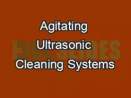 Agitating Ultrasonic Cleaning Systems