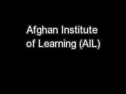 Afghan Institute of Learning (AIL)