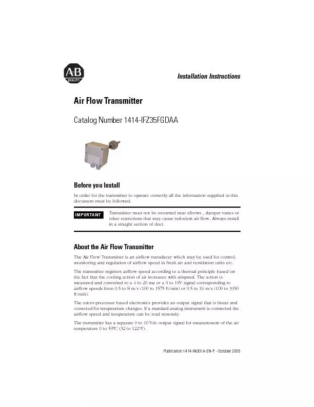 Air Flow Transmitter     Publication 1414-IN001A-EN-P - October 2005In