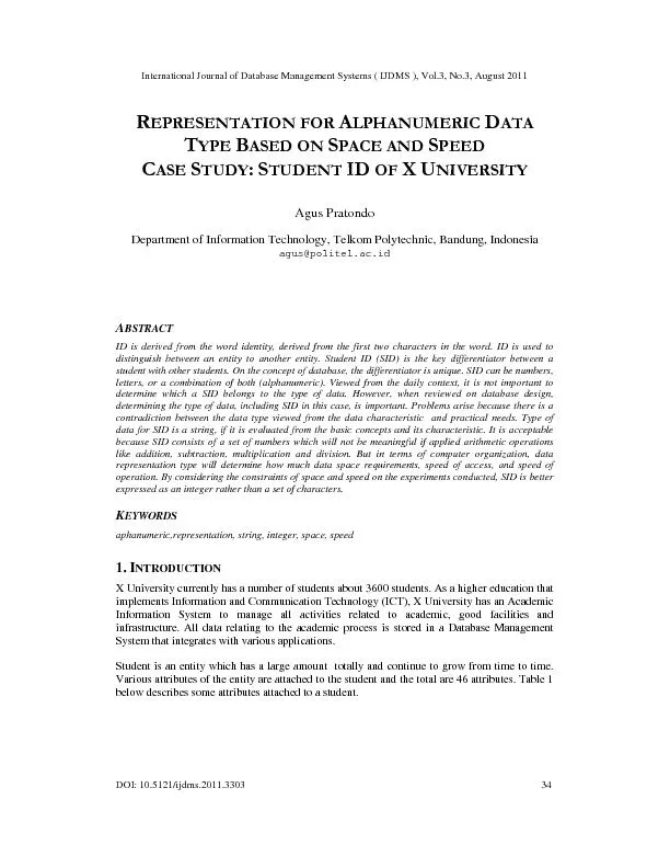International Journal of Database Management Systems ( IJDMS ), Vol.3,