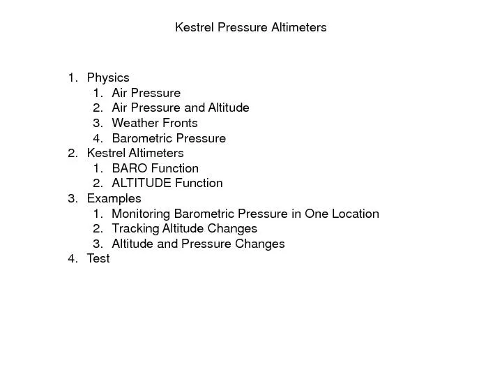 Kestrel Pressure Altimeters