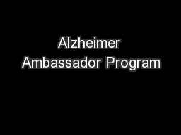 Alzheimer Ambassador Program
