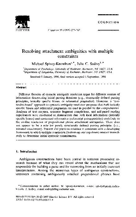 attachment ambiguities with multiple constraints Spivey-Knowlton a'*,